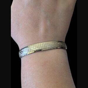 FGS Vior Italy 925 Sterling Etched Omega Chain Size 7 Bracelet